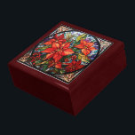 Stained Glass Christmas Poinsettias Gift Box<br><div class="desc">Store your treasures or give a treasure gift box to someone as a beautiful gift. 
 Choices of wood frames are now available.
Many designs for differnt occasions are available in my store.</div>