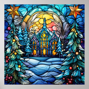 Stained Glass Christmas Poster
