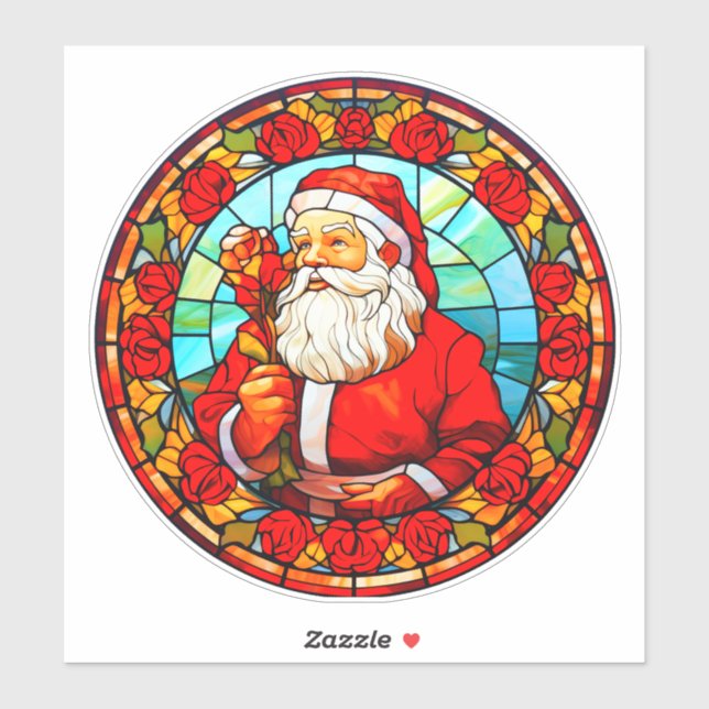 Stained Glass Christmas Santa 3D Ornament-67680 (Sheet)