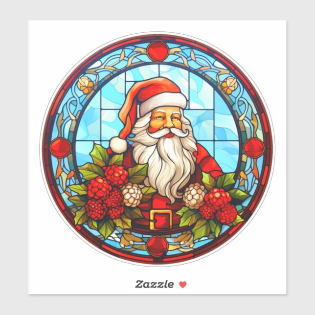 Stained Glass Christmas Santa Ornament-67672 (Sheet)
