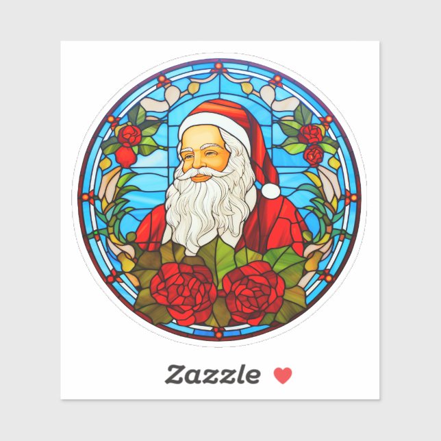 Stained Glass Christmas Santa Ornament-67673 (Sheet)