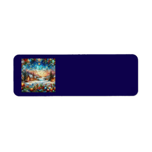 Stained Glass Christmas Scene Address Labels
