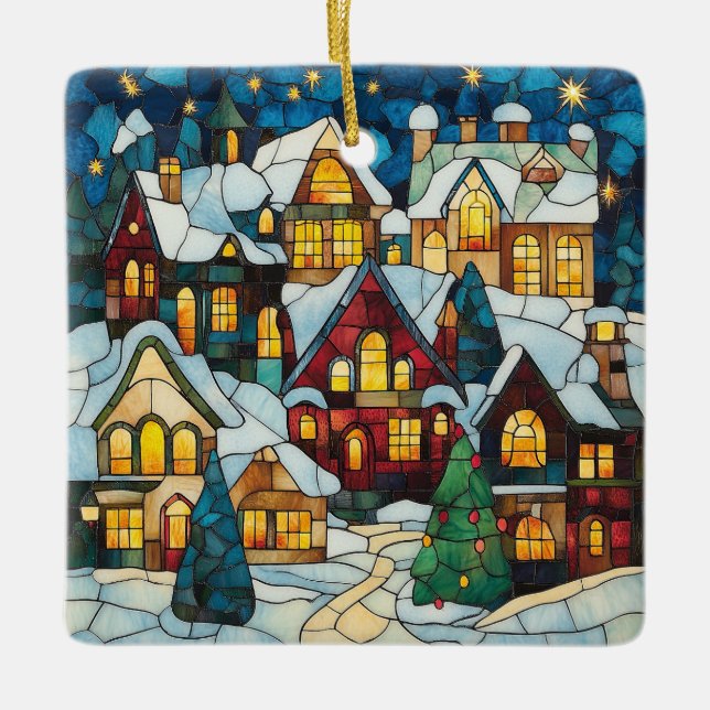 Stained Glass Christmas Scene Ornament (Front)