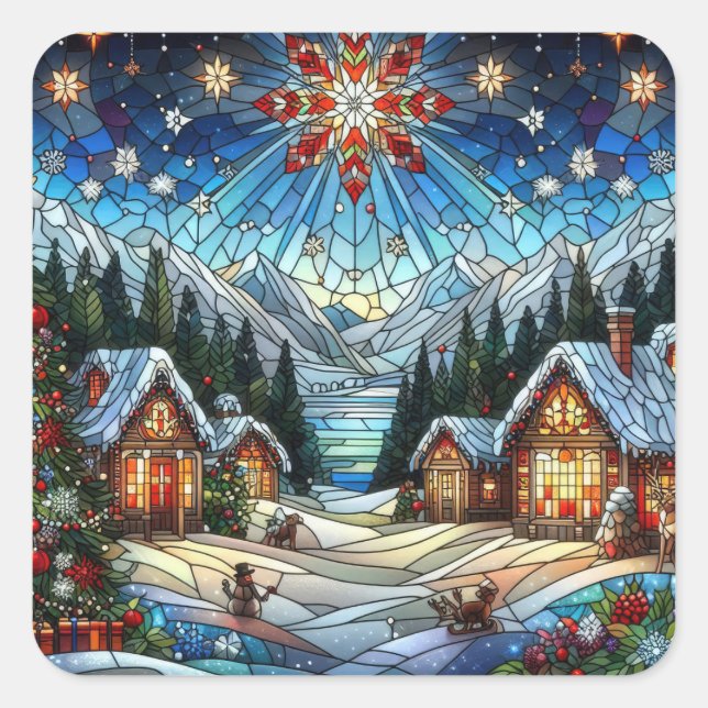 Stained Glass Christmas Scene Stickers (Front)