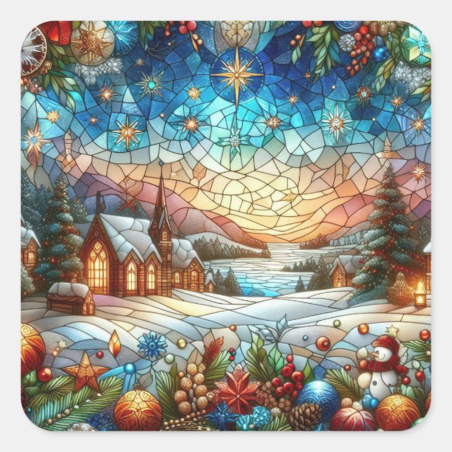 Stained Glass Christmas Scene Stickers (Front)