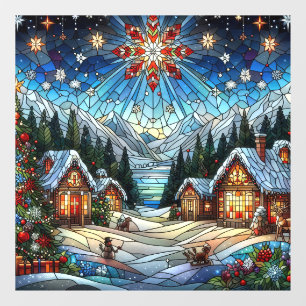 Stained Glass Christmas Scene Window Cling