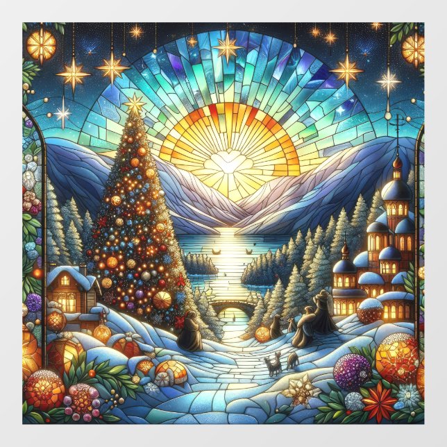 Stained Glass Christmas Scene Window Cling (Sheet)