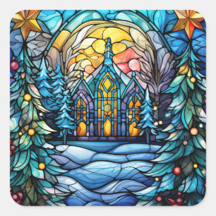 Stained Glass Christmas Stickers