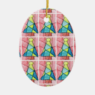 Stained Glass Christmas Tree Ceramic Tree Decoration