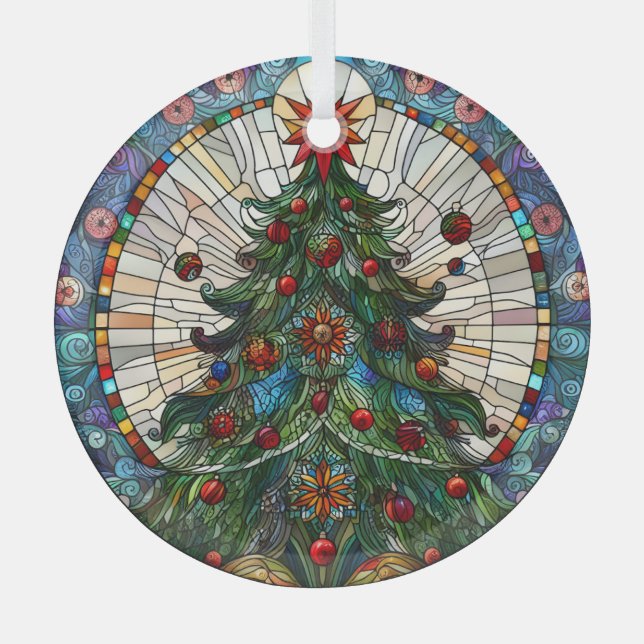 Stained Glass Christmas Tree Decoration (Front)