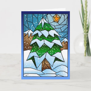 Stained Glass Christmas Tree Greeting Card