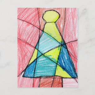 Stained Glass Christmas Tree Holiday Postcard