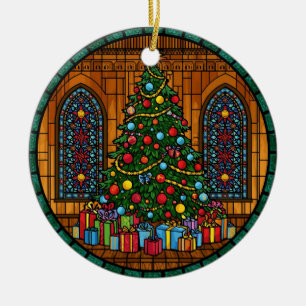 Stained Glass Christmas Tree Magic Ceramic Tree Decoration