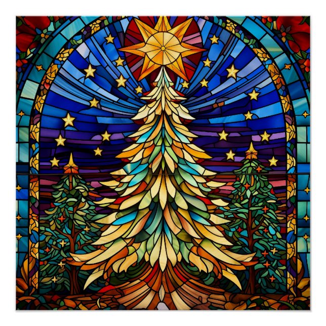 Stained Glass Christmas Tree Poster (Front)