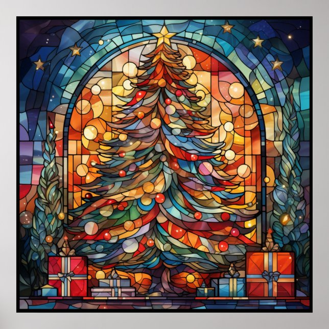 Stained Glass Christmas Tree Poster (Front)