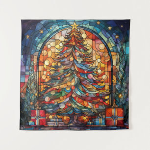Stained Glass Christmas Tree Tapestry