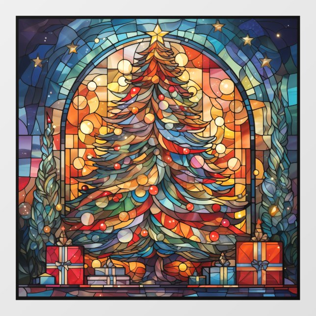 Stained Glass Christmas Tree Window Cling (Sheet)