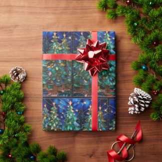 Stained Glass Christmas Tree Wrapping Paper