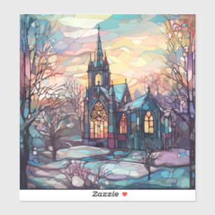 Stained Glass Church Custom-Cut Vinyl Sticker