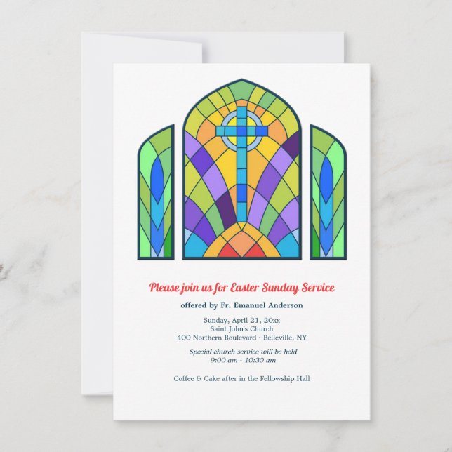 Stained Glass Church Service Invitation (Front)