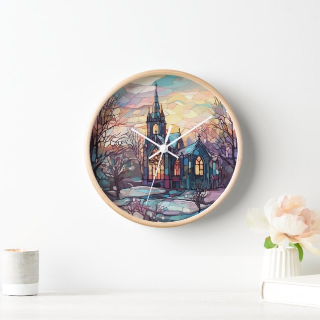 Stained Glass Church Wall Clock (Home)