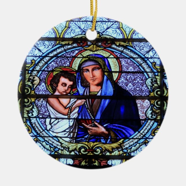 Stained glass church window Christmas ornament (Front)