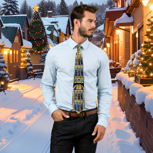 Stained Glass Church Window Christmas Tie
