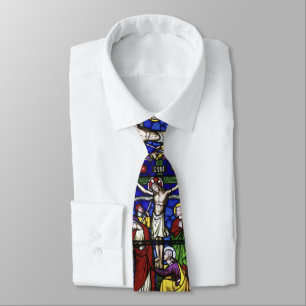 Stained Glass Church Window Crucifixion Jesus Tie