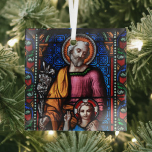 Stained glass church window glass ornament