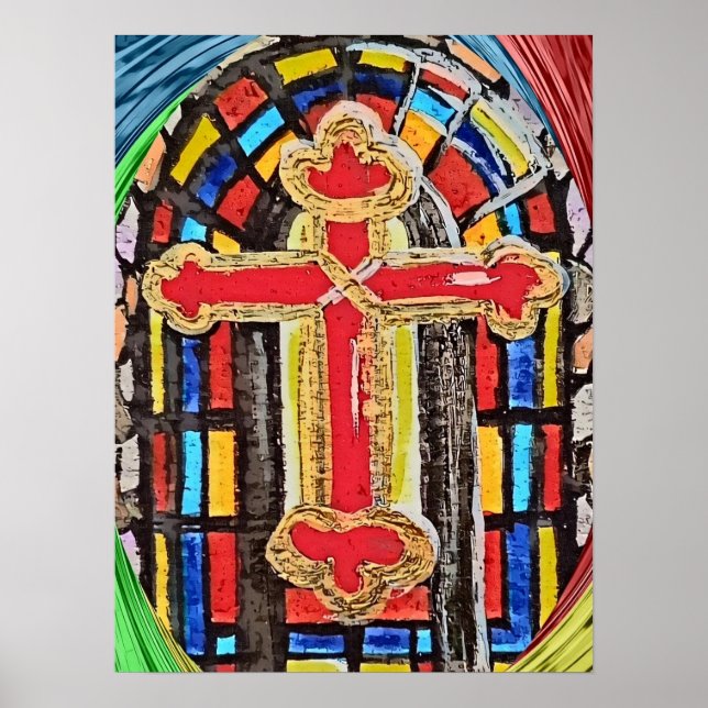 Stained Glass Church Window  Poster (Front)