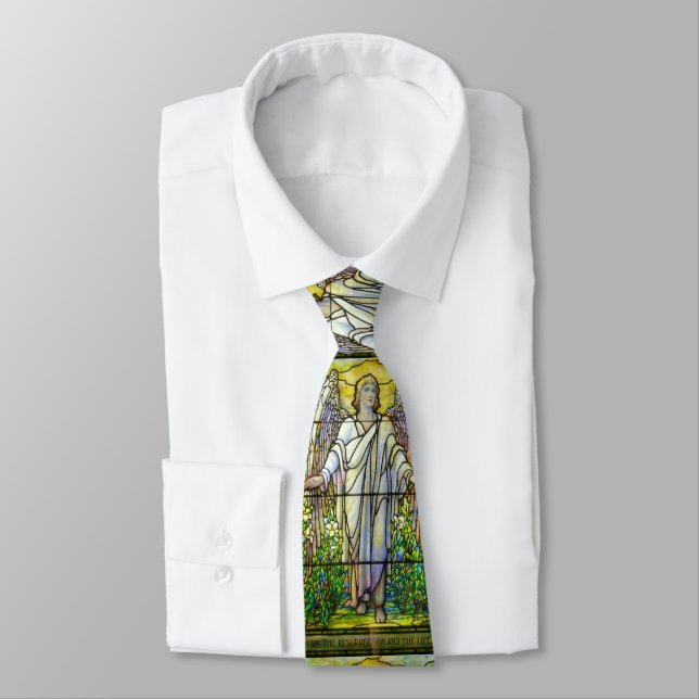 Stained Glass Church Window Resurrection Angel Tie (Tied)