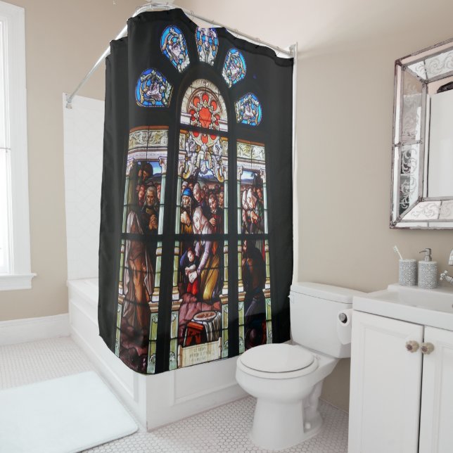 Stained Glass Church Window Shower Curtain (In Situ)