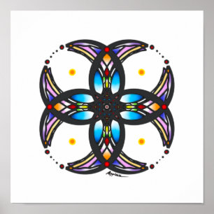 Stained glass circular design poster