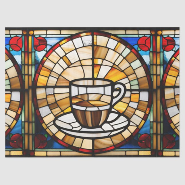 Stained Glass Coffee Cup Tissue Paper (Front)
