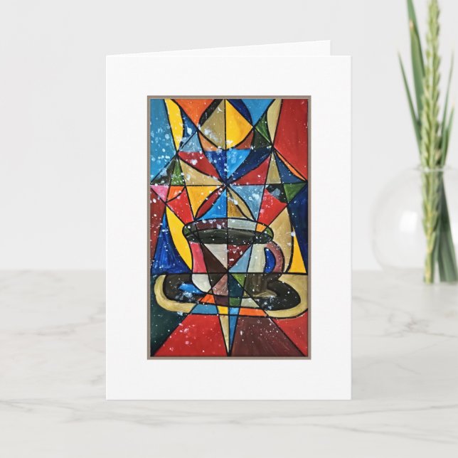 Stained Glass Coffee Mug Acrylic Artwork Card (Front)