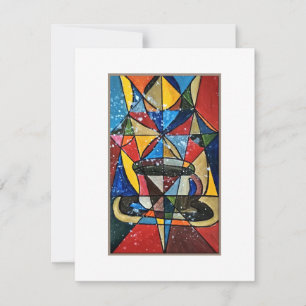 Stained Glass Coffee Mug Artwork, Acrylic Holiday Card