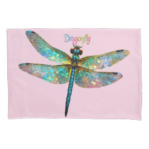 Stained Glass Colorful Dragonfly Pillowcase