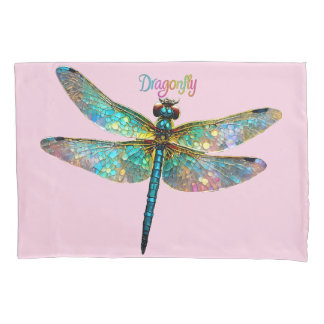 Stained Glass Colorful Dragonfly Pillowcase