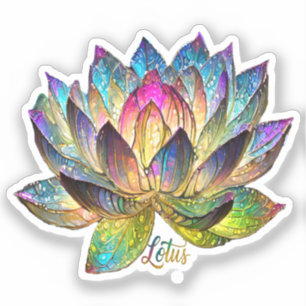 Stained Glass Colorful Lotus Flower