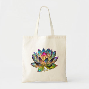 Stained Glass Colorful Lotus Flower  Tote Bag