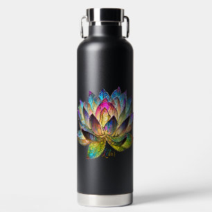 Stained Glass Colorful Lotus Flower Water Bottle