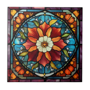 Stained Glass Colour Flower Tile