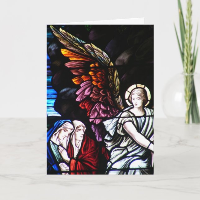 Stained Glass Colourful Angel Wings Christmas Card (Front)