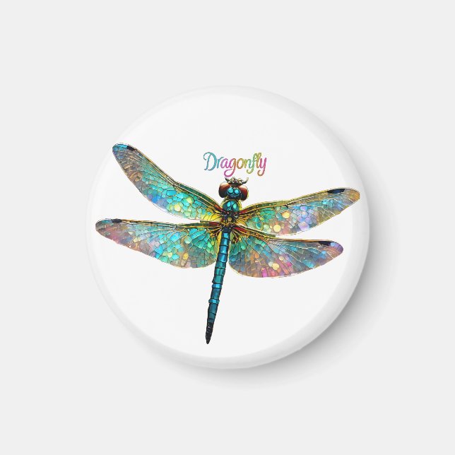 Stained Glass Colourful Dragonfly Magnet (Front)