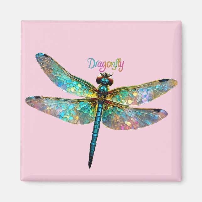 Stained Glass Colourful Dragonfly Magnet (Front)