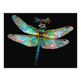 Stained Glass Colourful Dragonfly Photo Print