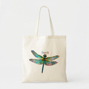 Stained Glass Colourful Dragonfly Tote Bag