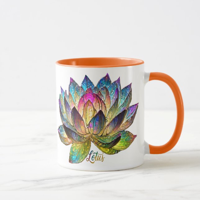 Stained Glass Colourful Lotus Flower Mug (Right)