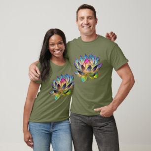 Stained Glass Colourful Lotus Flower T-Shirt