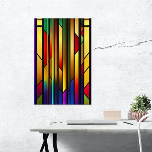 Stained Glass Colourful Stripes Artwork Poster